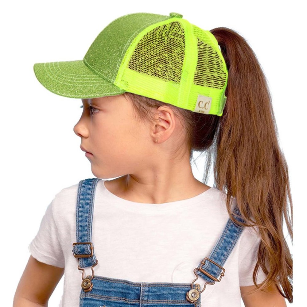 C.C Children Glitter Ponytail Mesh Baseball Cap